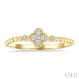1/8 Ctw Petite Bead Shank Clover Leaf Round Cut Diamond Fashion Ring in 10K Yellow Gold