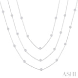 7.00 ctw Bezel Set Round Cut Diamond 60-Inch Long Station Necklace in 14K White Gold