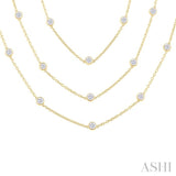7.00 ctw Bezel Set Round Cut Diamond 60-Inch Long Station Necklace in 14K Yellow Gold