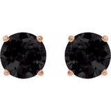 14K Rose Gold 6 mm Natural Black Onyx Earrings