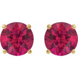 14K Yellow Gold 6 mm Lab-Grown Ruby Earrings