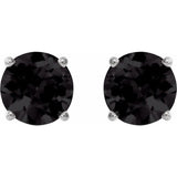 14K White Gold 7 mm Natural Black Onyx Earrings