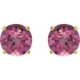 14K Yellow Gold 6 mm Natural Pink Tourmaline Earrings