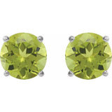 Platinum 6 mm Natural Peridot Earrings