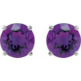 Sterling Silver 6 mm Natural Amethyst Earrings