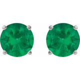 Platinum 6 mm Lab-Grown Emerald Earrings