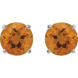 Platinum 6 mm Natural Citrine Earrings