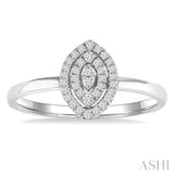 1/6 Ctw Double Halo Marquise Shape Petite Round Cut Diamond Fashion Ring in 10K White Gold