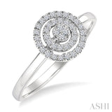 1/6 Ctw Double Halo Round shape Petite Round Cut Diamond Fashion Ring in 10K White Gold