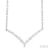 1/8 ctw Chevron Round Cut Diamond Petite Necklace in 14K White Gold