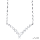 1/8 ctw Chevron Round Cut Diamond Petite Necklace in 14K White Gold