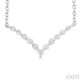 1/8 ctw Chevron Round Cut Diamond Petite Necklace in 14K White Gold