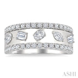 7/8 Ctw 5-Stone Mixed Shape Diamond Fashion Band in 14K White Gold