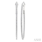 1/2 Ctw Inside & Outside Round Cut Diamond Hoop Earrings in 14K White Gold