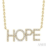 1/5 ctw 'HOPE' Block Round Cut Diamond Necklace in 10K Yellow Gold