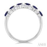 2.7 MM Sapphire and 1/3 Ctw Round Cut Diamond Precious Band in 14K White Gold