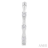 1/3 Ctw Bamboo Shoot Inspired Round Cut Diamond Fashion Half Hoop Earrings in 14K White Gold
