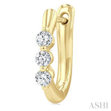 1/3 Ctw 3-Stone Round Cut Diamond Fashion Hoop Earrings in 14K Yellow Gold