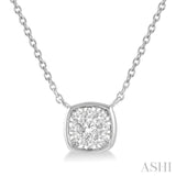 1/6 Ctw Cushion Shape Lovebright Diamond Pendant With Chain in 14K White Gold