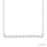 1/10 ctw Petite Bar Round Cut Diamond Pendant With Chain in Sterling Silver