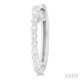 1/6 ctw Petite Shared Prong Round Cut Diamond Hoop Earring in Sterling Silver