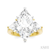 1 1/10 Ctw Marquise Shape Trillion and Round Cut Diamond Semi-Mount Engagement Ring in 14K Yellow and White Gold