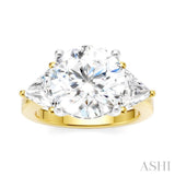1 1/10 Ctw Circular Shape Trillion and Round Cut Diamond Semi-Mount Engagement Ring in 14K Yellow and White Gold