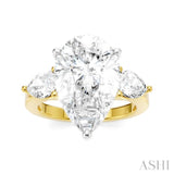 1 1/10 Ctw Tri-Mount Centerpiece Pear and Round Cut Diamond Semi-Mount Engagement Ring in 14K Yellow and White Gold