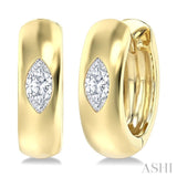 1/4 Ctw Bezel Set Marquise Cut Diamond Fashion Huggie Earrings in 14K Yellow Gold