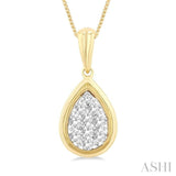 1/4 Ctw Lovebright Pear Shape Round Cut Diamond Fashion Pendant With Chain in 14K Yellow and White Gold