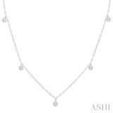 1/3 Ctw Lovebright Circular Mount Round Cut Diamond Station Necklace in 14K White Gold