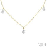 1/3 Ctw Lovebright Pear Motif Round Cut Diamond Station Necklace in 14K Yellow Gold