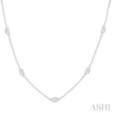 1 1/2 Ctw Emerald Cut Diamond Station Necklace in 14K White Gold