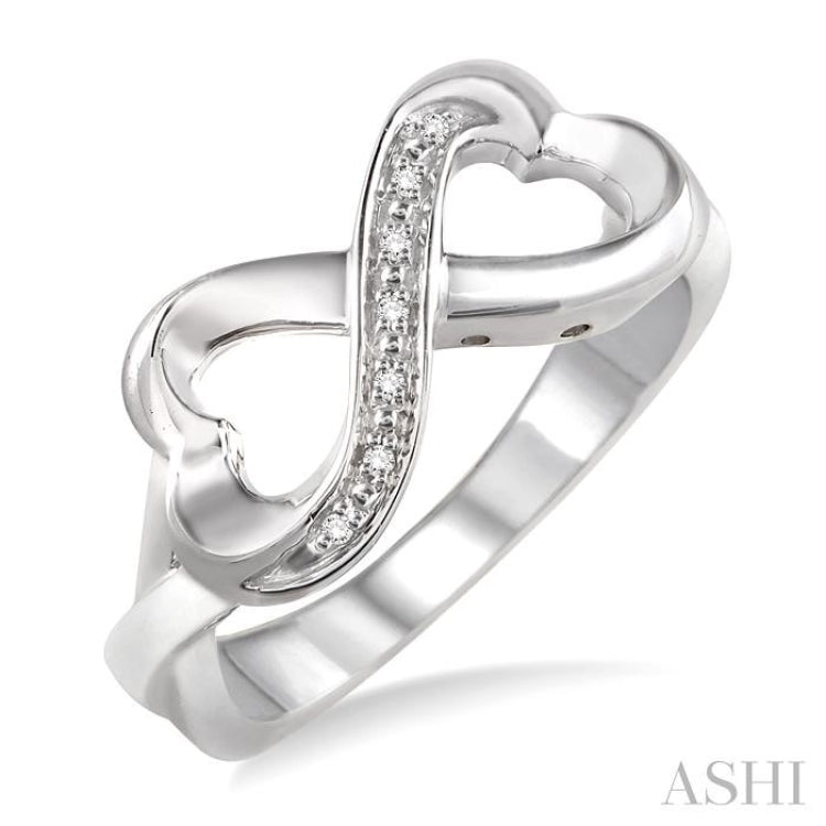 Silver Infinity Heart Shape Diamond Fashion Ring