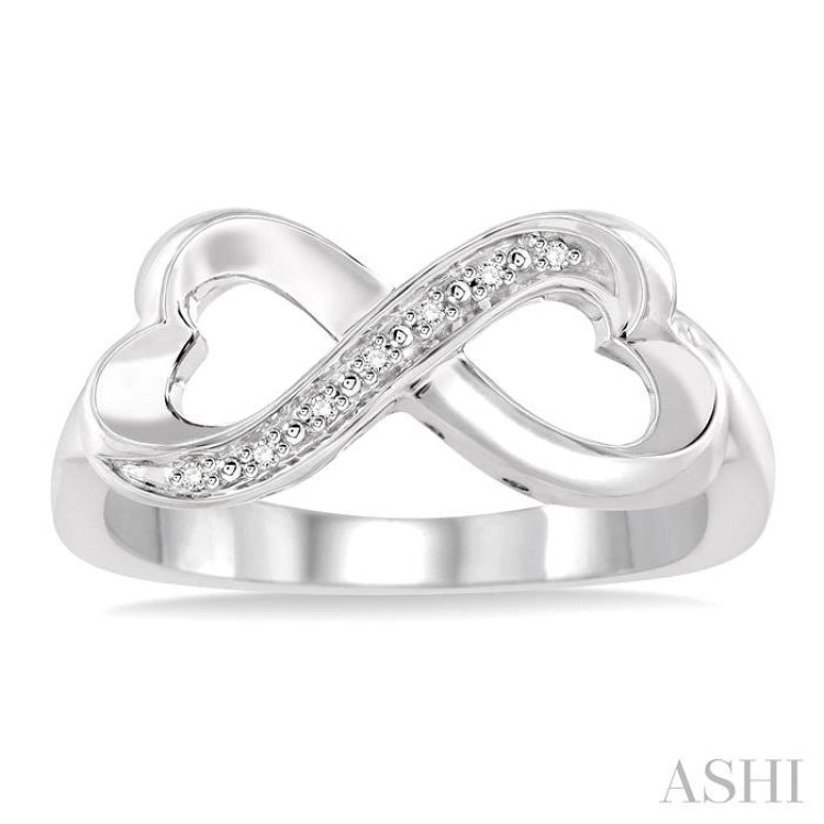Silver Infinity Heart Shape Diamond Fashion Ring