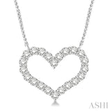 1 1/2 Ctw Round Cut Diamond Heart Necklace in 14K white Gold