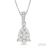 3/4 Ctw Pear Shape Diamond Lovebright Pendant in 14K White Gold with Chain