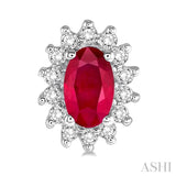 Oval Shape Gemstone & Diamond Earrings