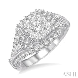 1 1/4 Ctw Round Diamond Lovebright Vintage Style Halo Engagement Ring in 14K White Gold