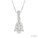 1/6 Ctw Pear Shape Diamond Lovebright Pendant in 14K White Gold with Chain