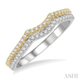 1/4 ctw Split Two Tone Arched Center Round Cut Diamond Wedding Band in 14K White and Yellow Gold
