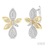 1 Ctw Round Cut Diamond Lovebright Earrings in 14K White and Yellow Gold