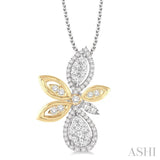 5/8 Ctw Round Cut Diamond Lovebright Pendant in 14K White and Yellow Gold with Chain