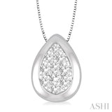 1/3 Ctw Pear Shape Round Cut Diamond Lovebright Pendant With Box Chain in 14K White Gold