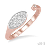 1/5 ctw Marquise Shape Open End Lovebright Round Cut Diamond Ring in 14K Rose and White Gold