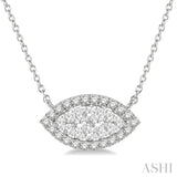 1/2 ctw Marquise Shape Round Cut Diamond Lovebright Necklace in 14K White Gold