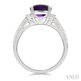 Silver Gemstone & Diamond Ring