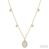 3/4 ctw Pear Shape Lovebright Round Cut Diamond Necklace in 14K Yellow and White Gold
