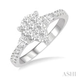 3/4 ctw Pear Shape Lovebright Pear & Round Cut Diamond Engagement Ring in 14K White Gold