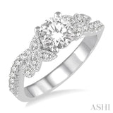 1 Ctw Diamond Engagement Ring with 3/4 Ct Round Cut Center Stone in 14K White Gold